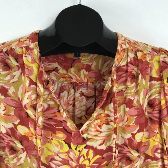 Torrid Floral Rayon Crepe Tie Flutter Sleeve Peasant Top Women's Plus Size 1/1X - Picture 2 of 11